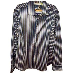 Robert Graham Striped Long Sleeve Button up Shirt Knowledge Wisdom Truth Men 2XL